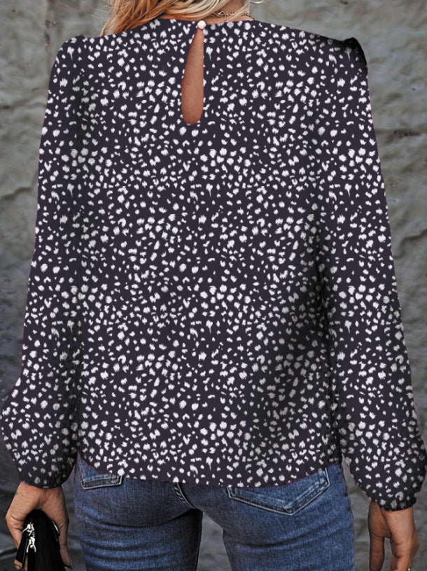 Women's Leopard Print Long Sleeve Chiffon Autumn Blouses