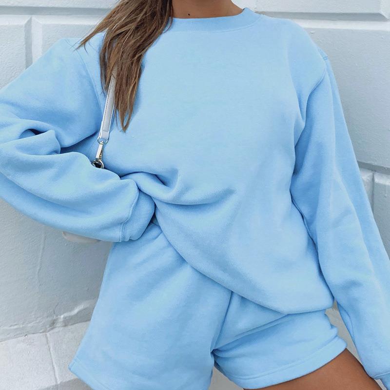 Women's Fashion Crew Neck Pullover Sweatshirt College Suits