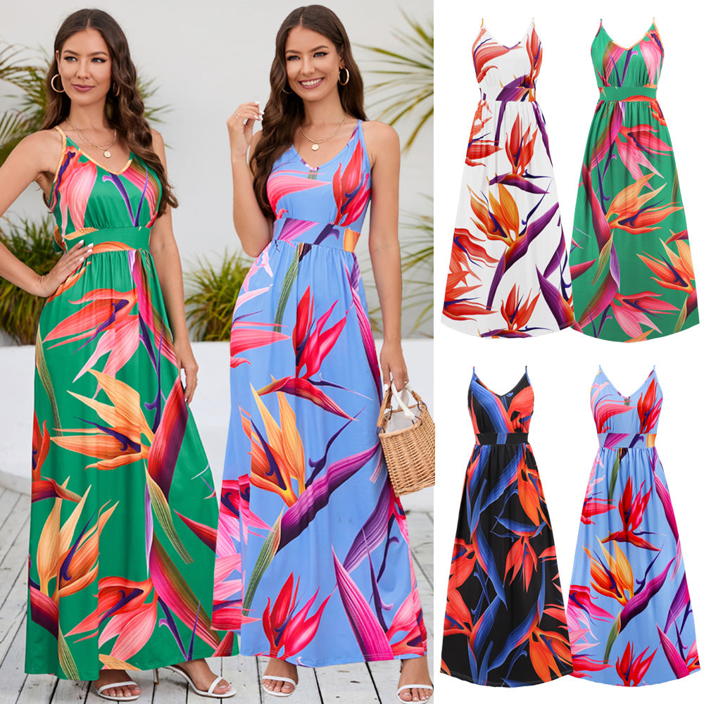 Women's Summer Slim Bohemian Printed Long Dresses