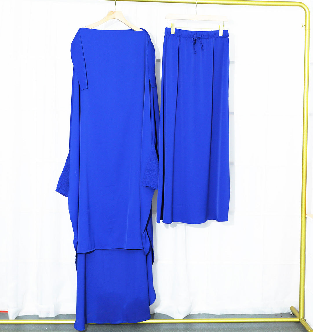 Robe de couleur unie pour femmes, deux pièces, grandes robes trapèze