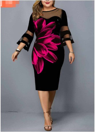 Women's Digital Printing Gauze Stitching Dress Dresses