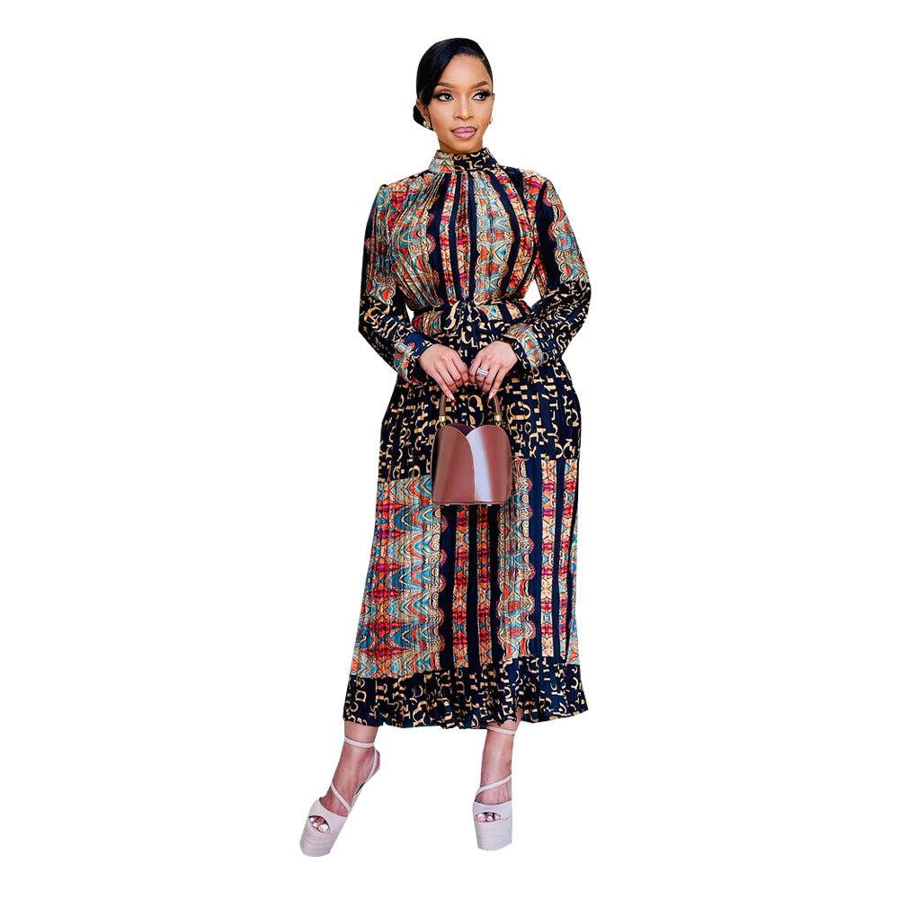 Women's Fashion Wear Autumn Print Long Sleeve Dresses