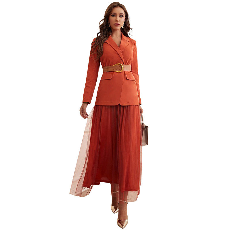 Ladies Two-piece Set Casual Elegant Tulle Suits