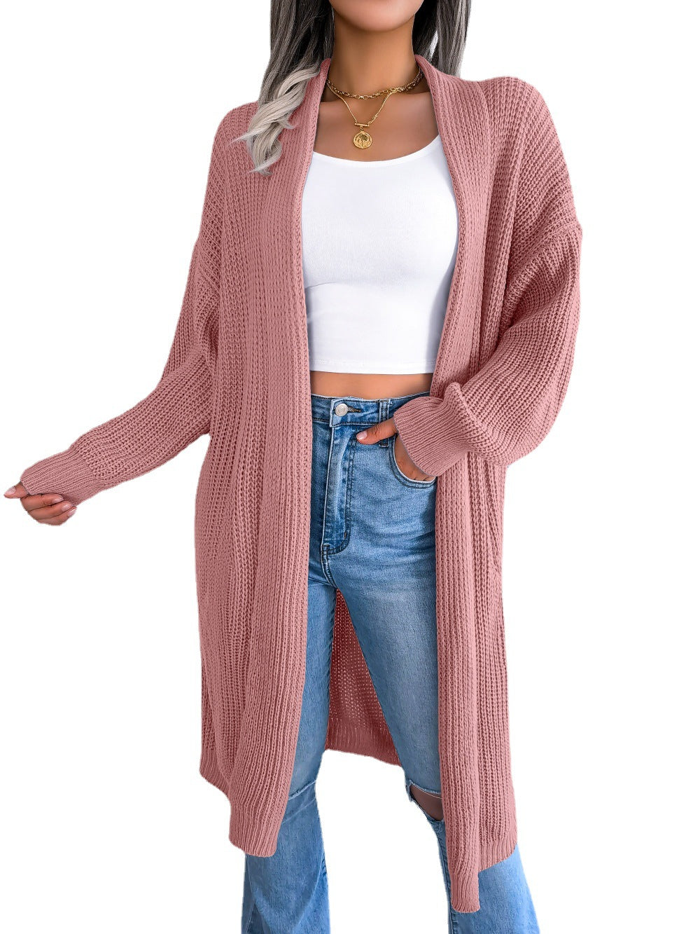 Attractive Classy Women's Casual Lapel Long Sweaters