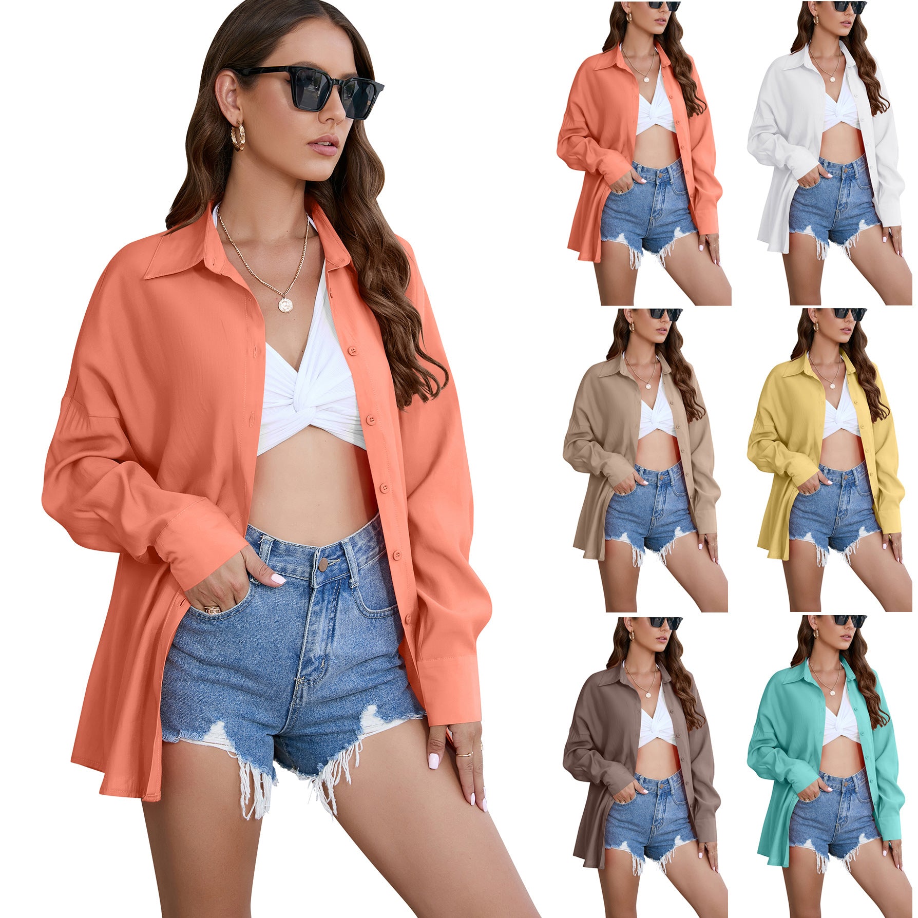 Women's Classy Tencel Loose Outer Wear Blouses