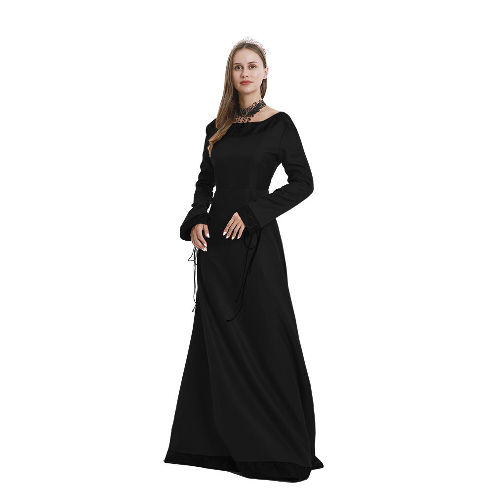 Langes Hofkleid für Damen, klassische mittelalterliche mittellange Kostüme