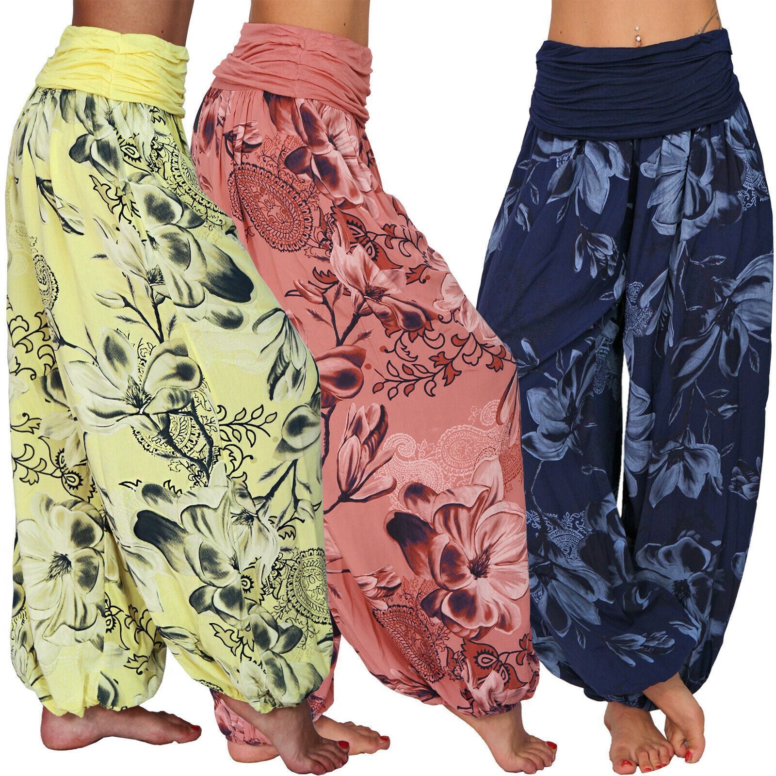 Women's Printed Loose Casual Wide-leg Trousers Pants