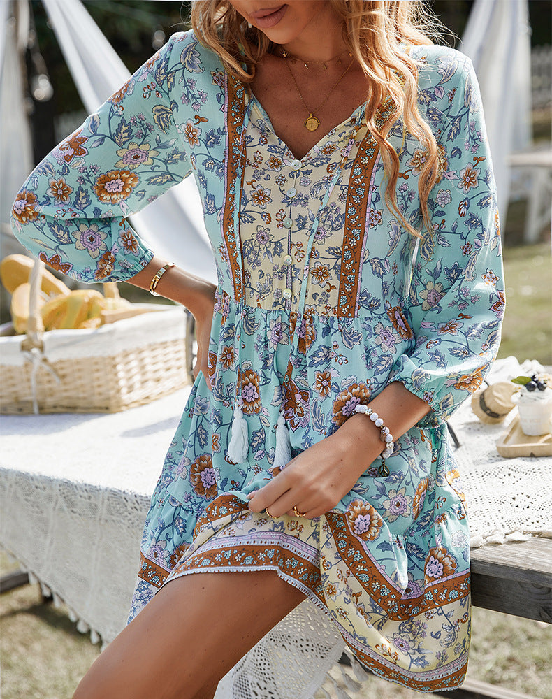 Women's Bohemian Casual Vacation Flower Dress Dresses