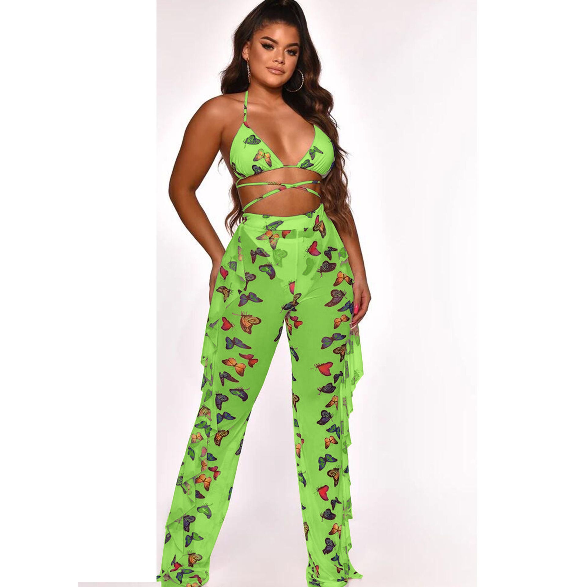 Women's Sexy Digital Printing Swimsuit Mesh Two-piece Suits