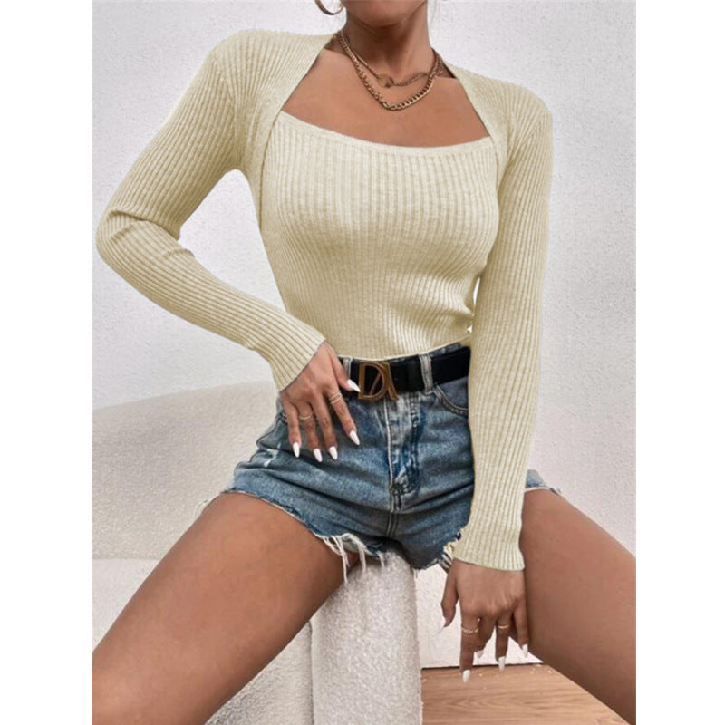 Charming Women's Slim-fit Long-sleeved Knitted Shirt Sweaters