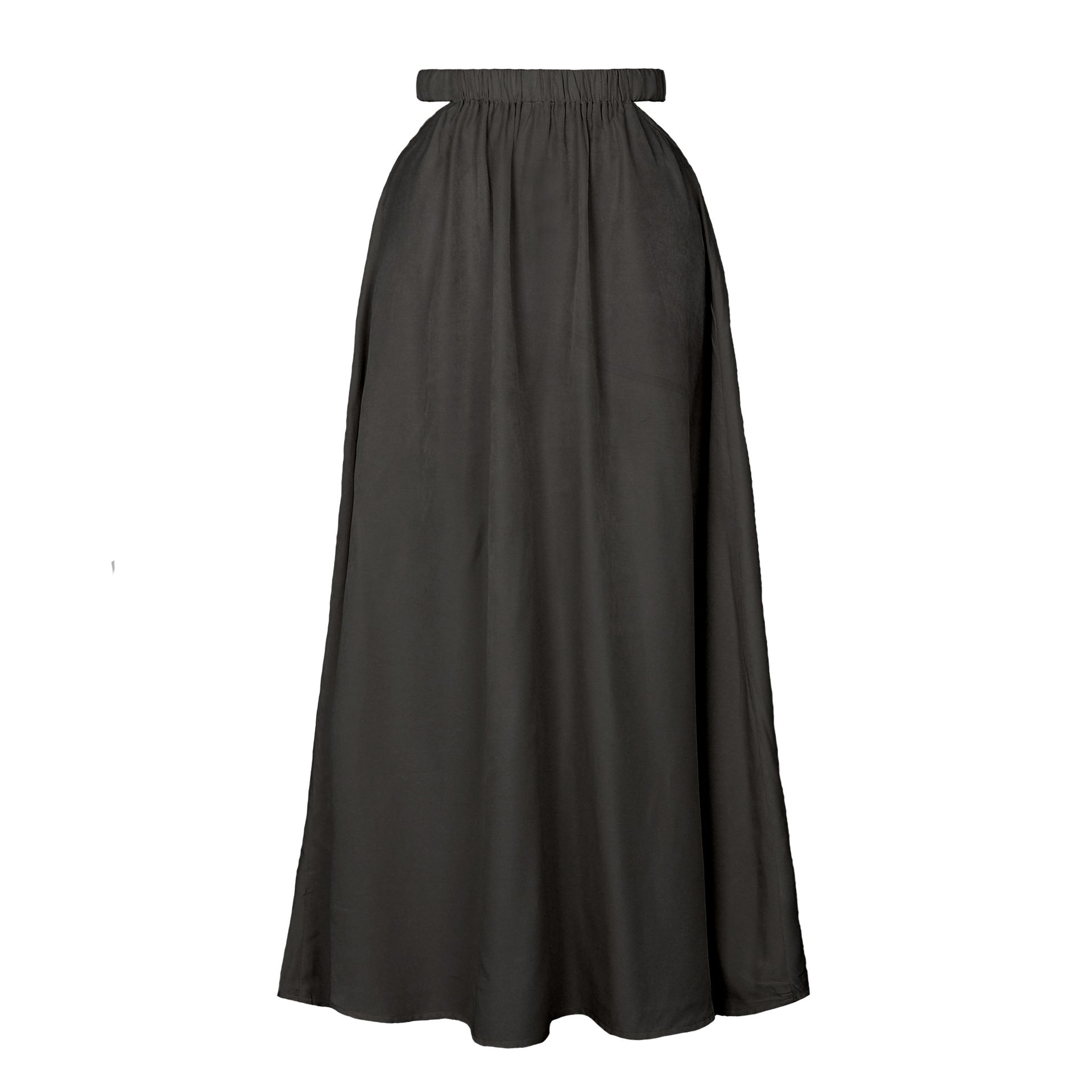 Women's High Waist Hollow-out Solid Long A- Skirts
