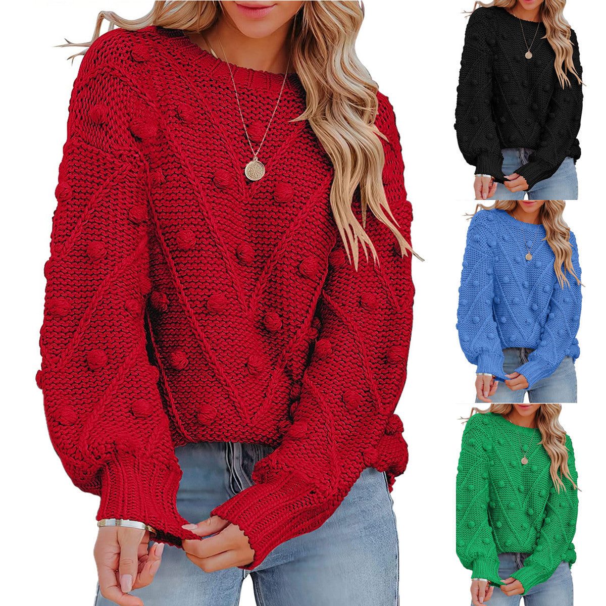 Women's Wool Loose Long Sleeve Pullover Sweaters