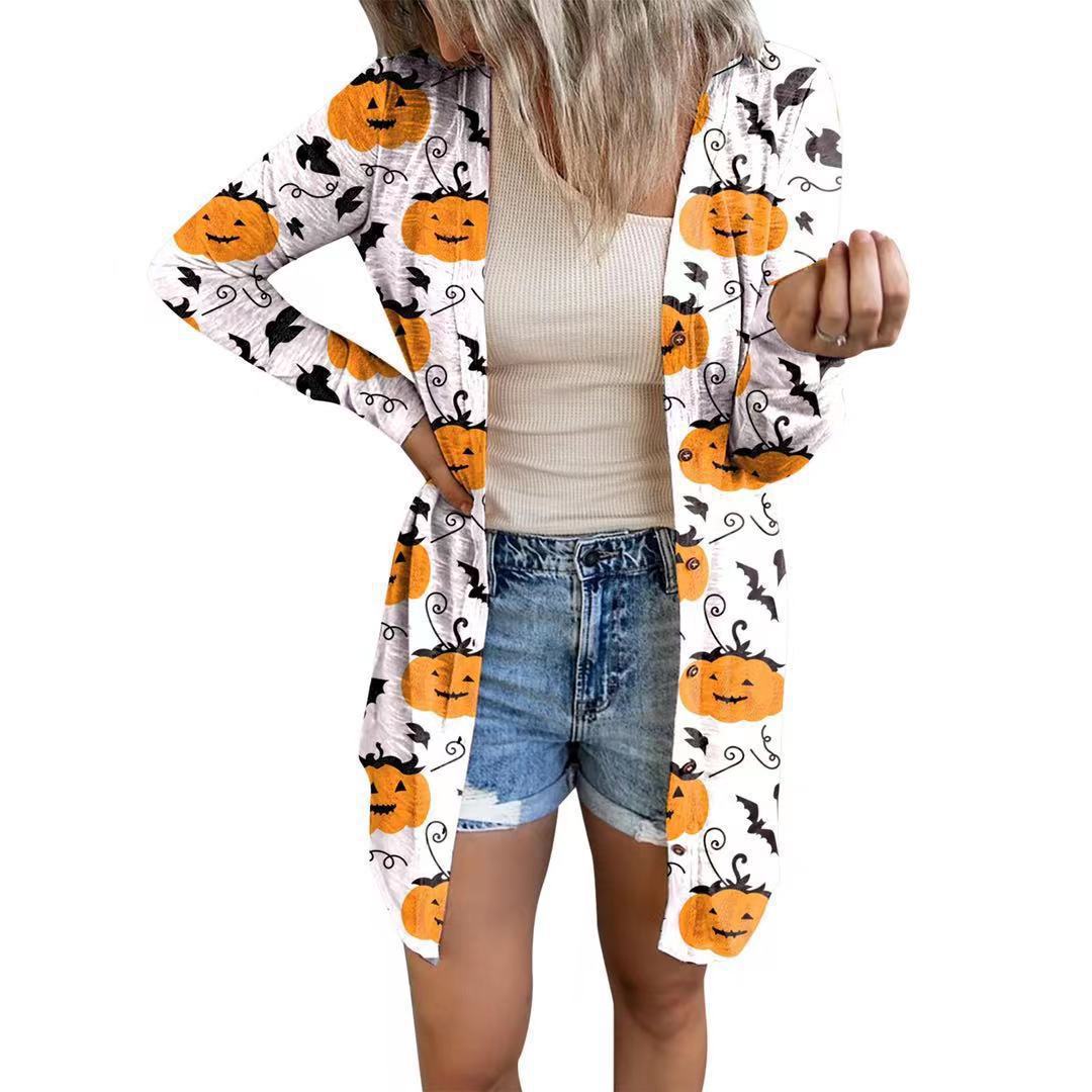 Bedruckte kleine Blusen mit glamourösem Halloween-Motiv für Damen