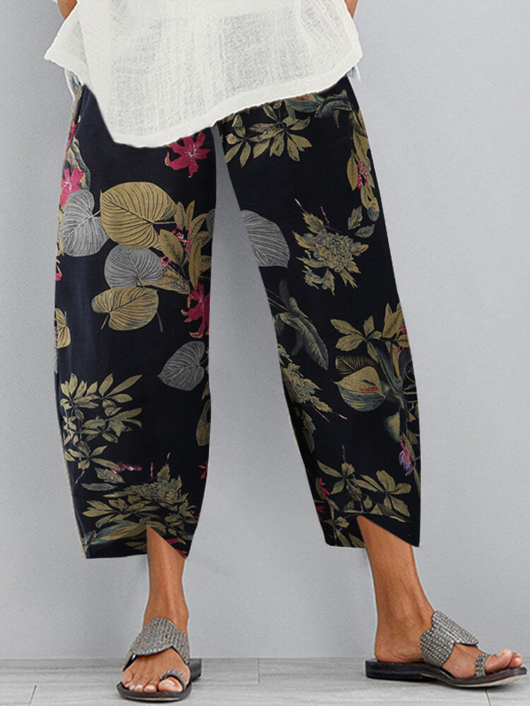 Women's Vintage Print Baggy Elastic Waist Pants