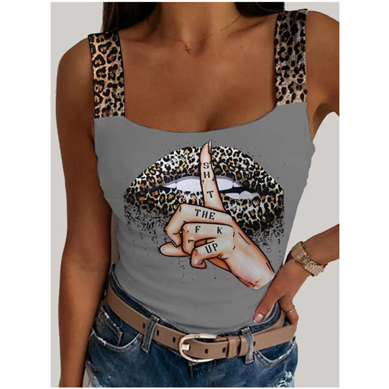 Slouchy Elegant Women's Sexy Camisole Printings Tops