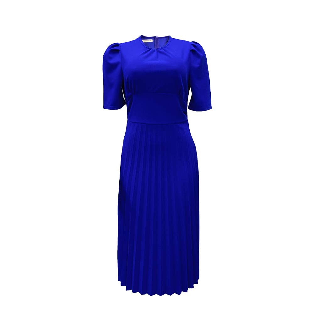 Summer Sleeve Pleated Solid Color Dress Plus Size