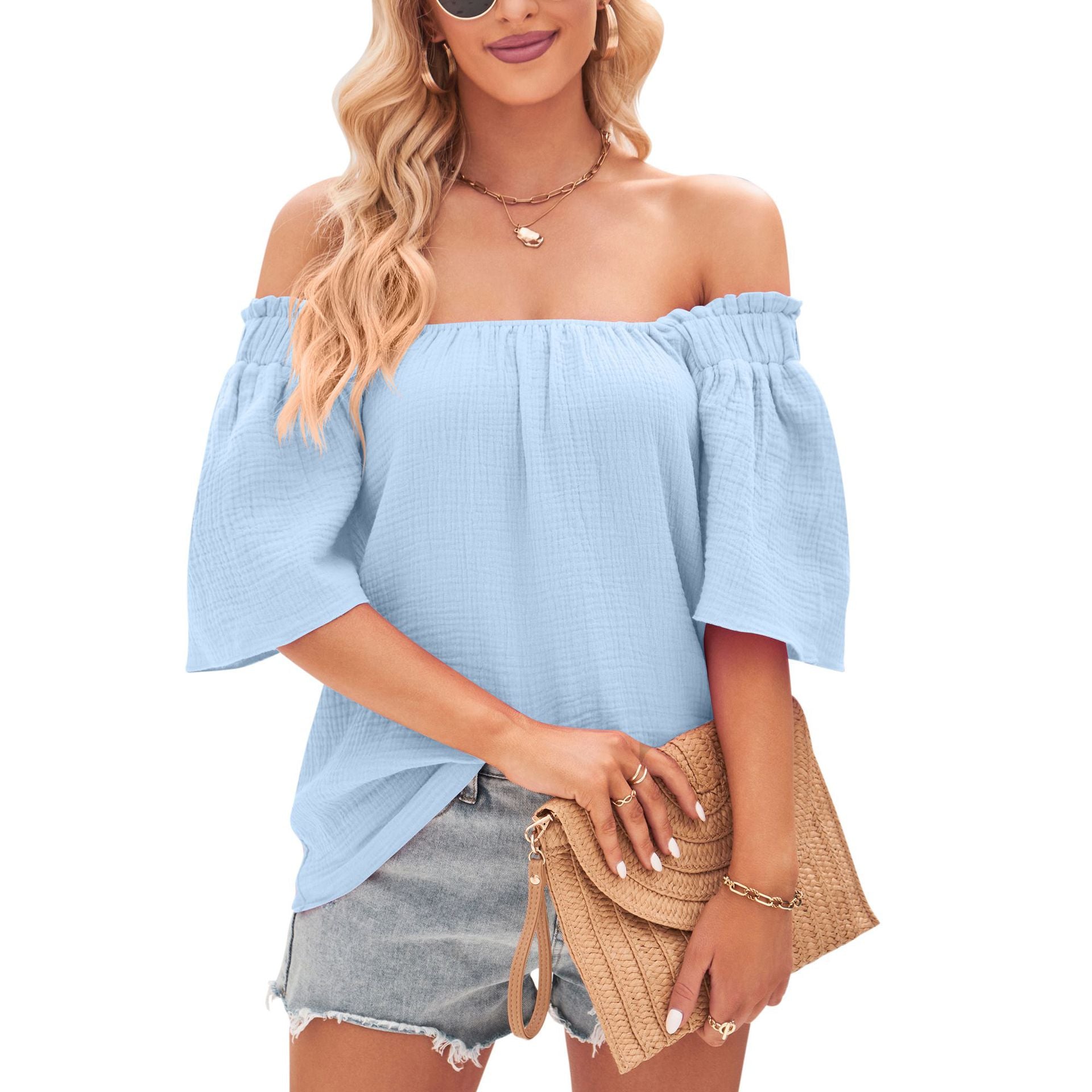 Women's Unique Summer Off-shoulder Short-sleeved Elegant Blouses