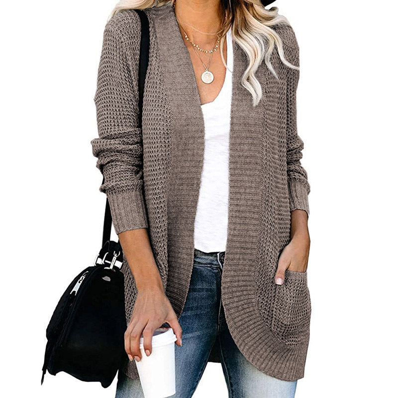 Attractive Women's Popular Curved Large Pocket Sweaters