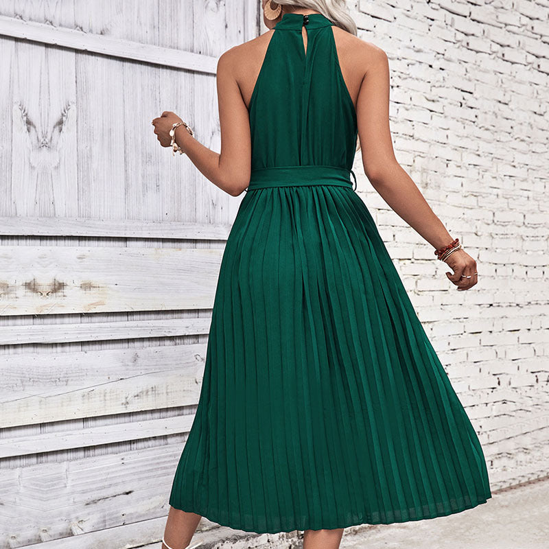 Women's Summer Fashion Wear Pure Color Halter Dresses