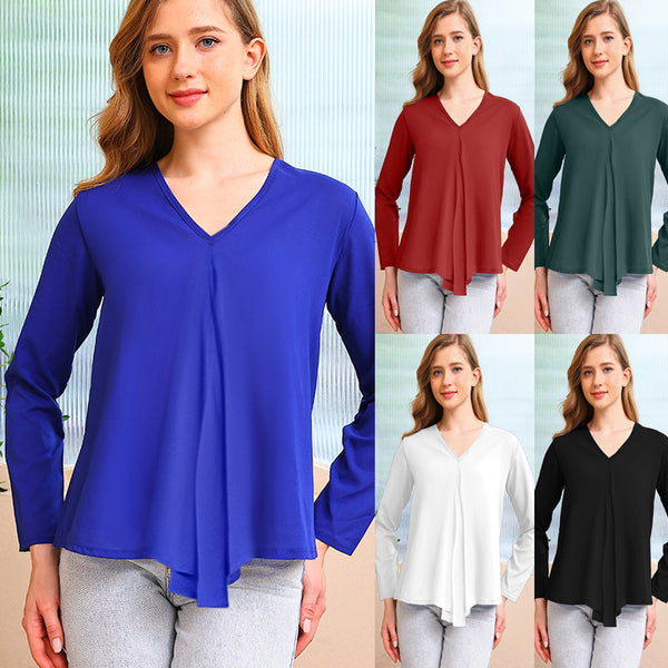 Women's Bottoming Shirt Large Long-sleeved Chiffon Blouses