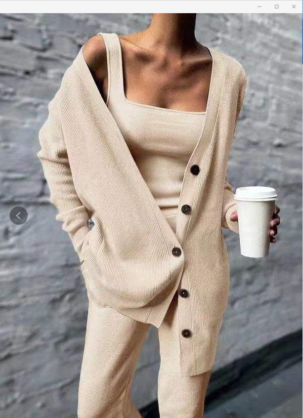 Women's Popular Fashion Stylish Knitted Three-piece Suits