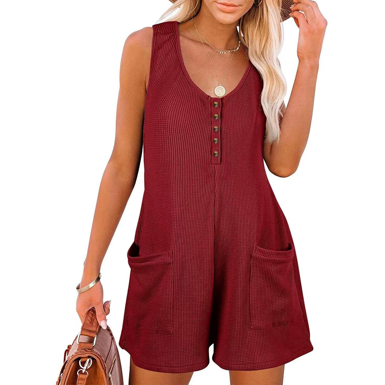 Women's Slouchy Summer Button Pocket For Jumpsuits