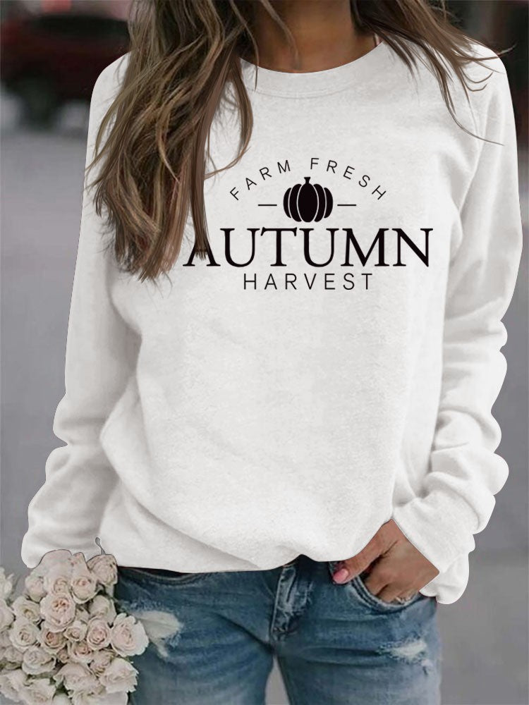 Women's Letter Crew Neck Pullover Long Sleeve Sweaters