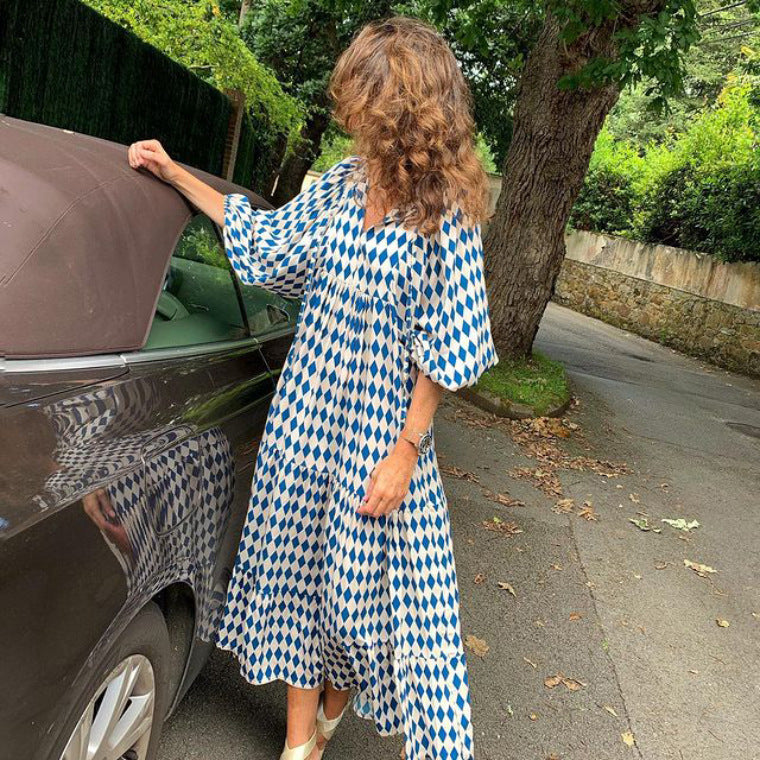 Vêtements de rue à manches bouffantes à collage géométrique pour femmes