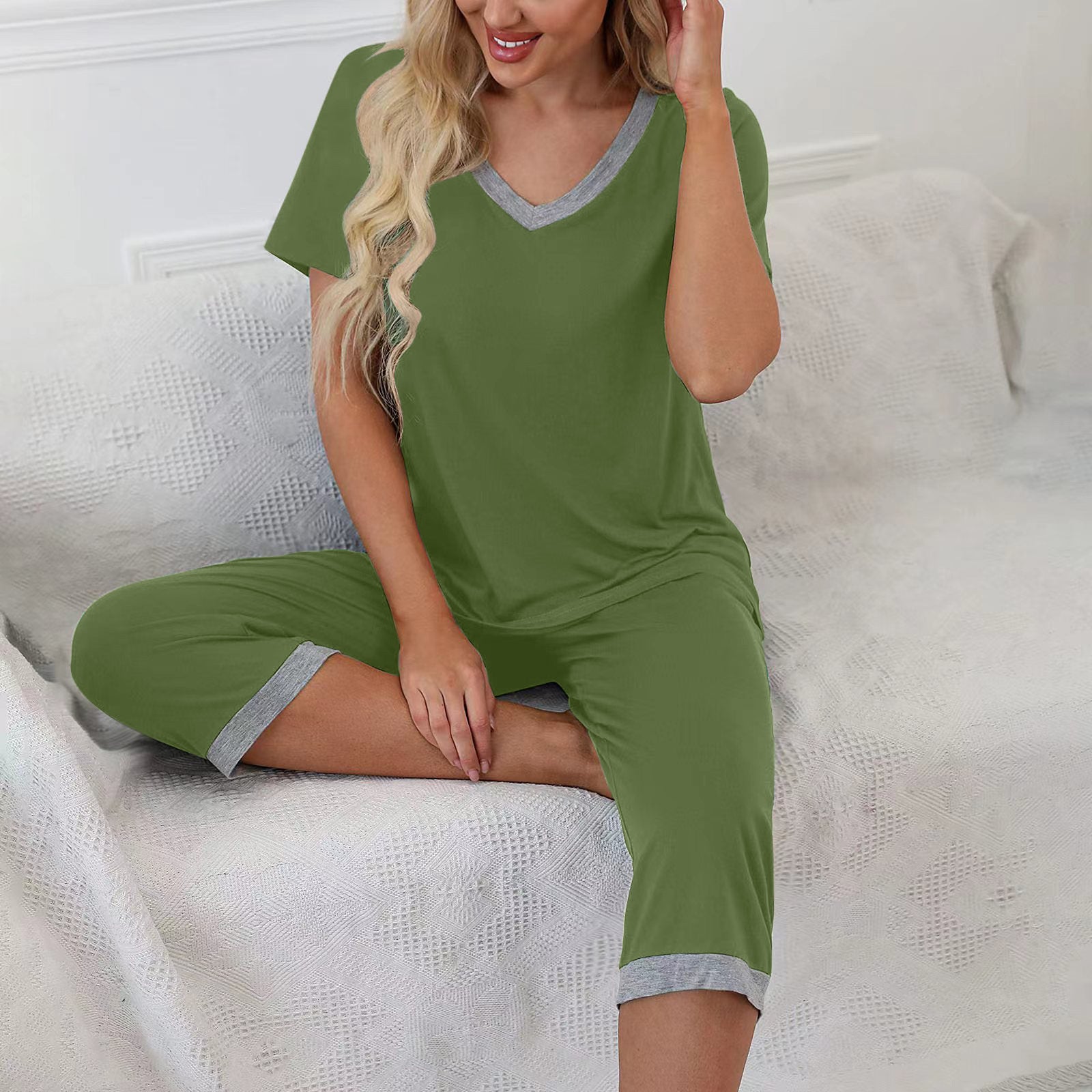 Women's Classic Summer Casual Sleeve Pajamas Suits