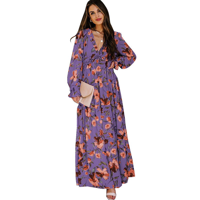 Robe florale d'été pour femmes, Style Simple, robes profondes