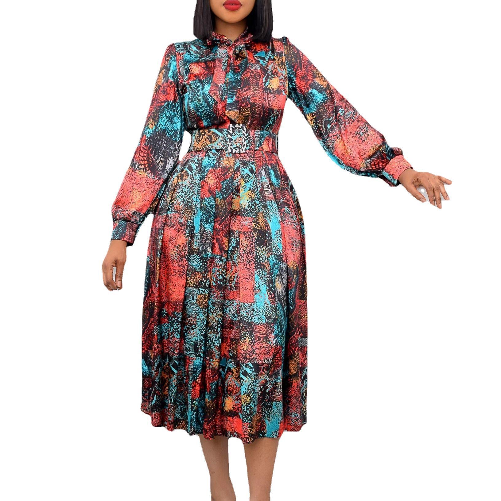 Spring Long Sleeve High Waist Print Plus Size