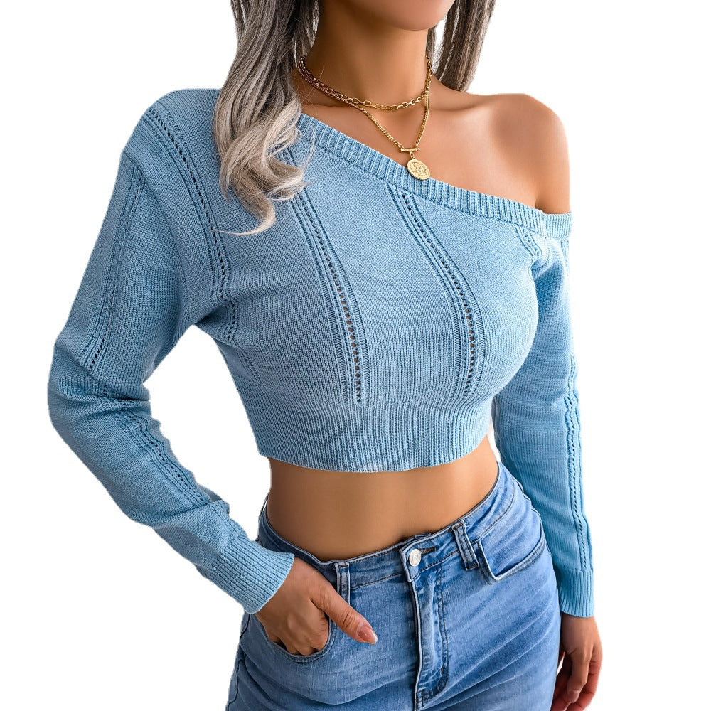 Women's Leisure Hollow Out Shoulder-baring Long Sleeves Sweaters