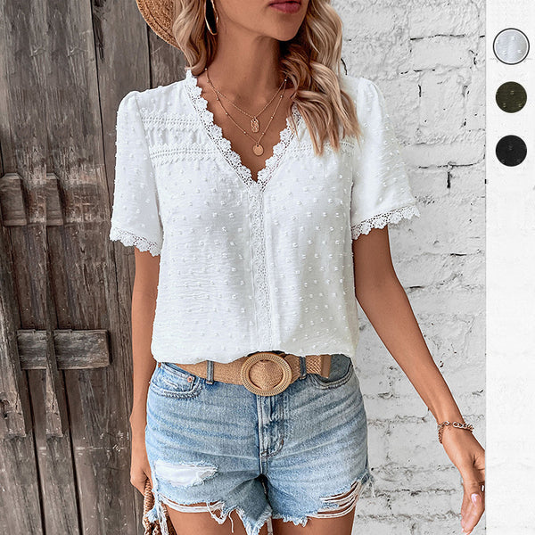 Women's Summer Fashion Wear Solid Color Shirt Blouses