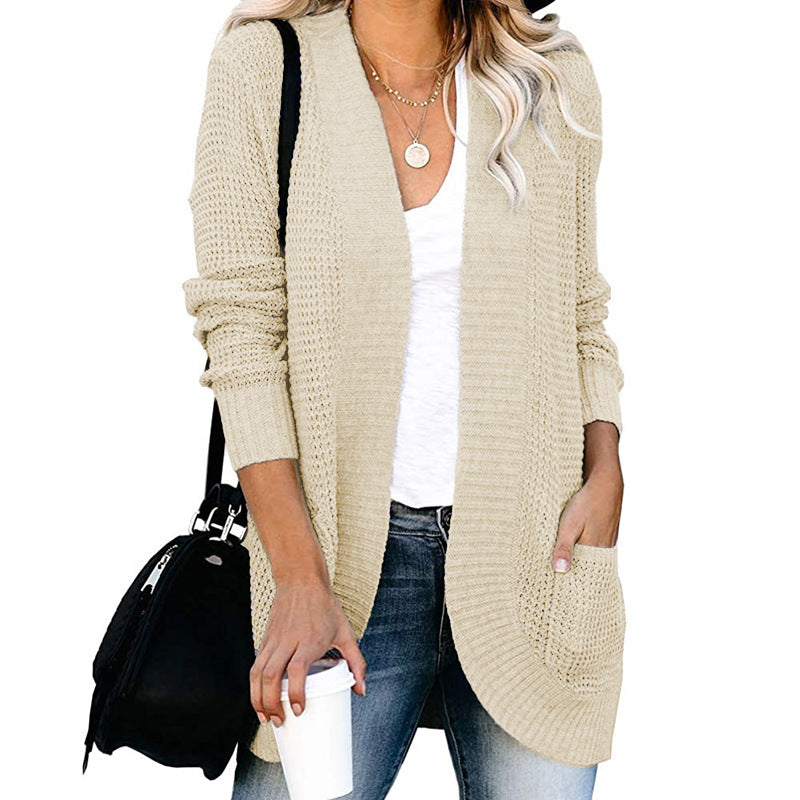 Attractive Women's Popular Curved Large Pocket Sweaters