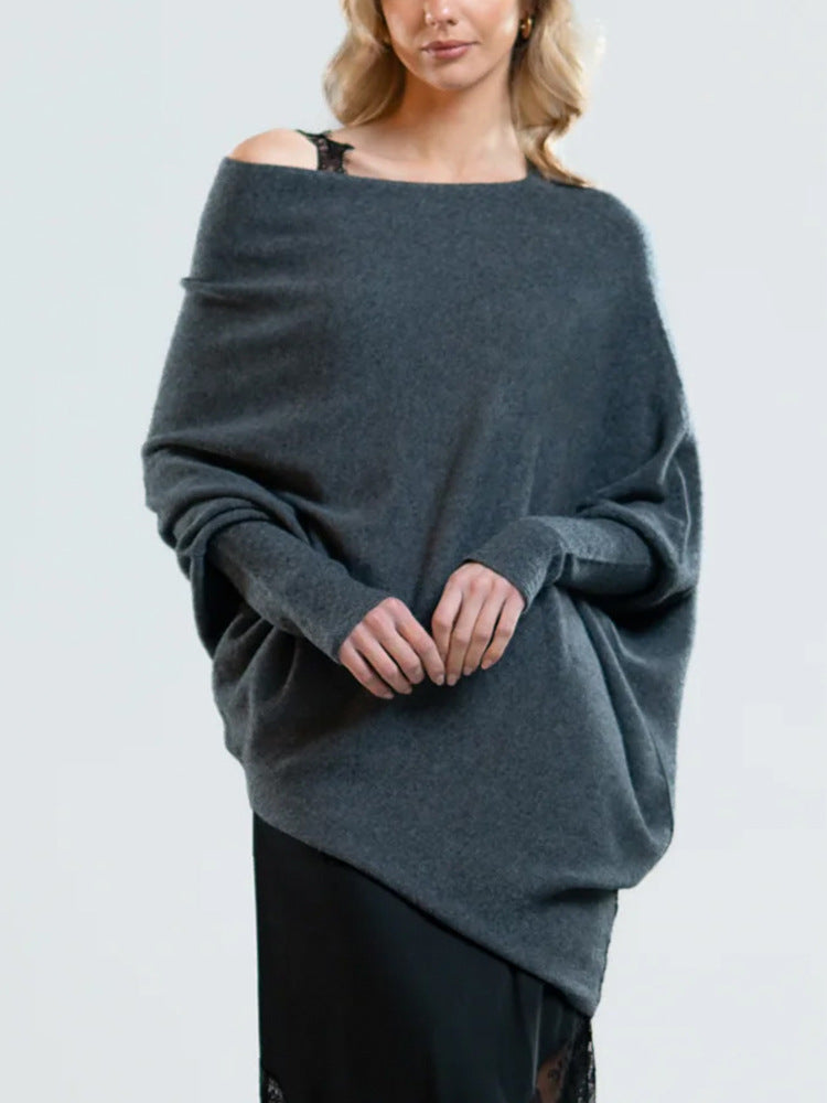 Solid Color Round Neck Long Sleeve Sweaters