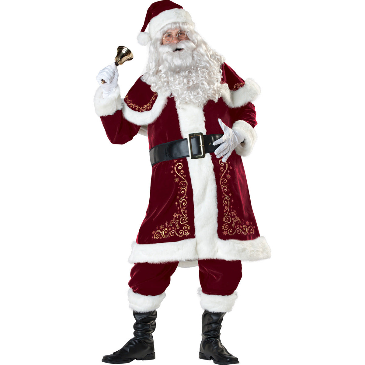 Men's Thickened Santa Claus Clothes Printed Christmas Costumes