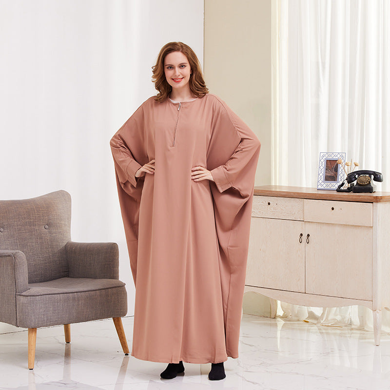 Large Swing Solid Color Batwing Sleeve Dresses