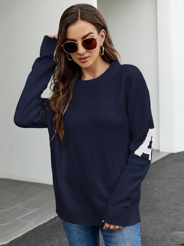 Women's Letter Jacquard Casual Idle Style Loose Sweaters