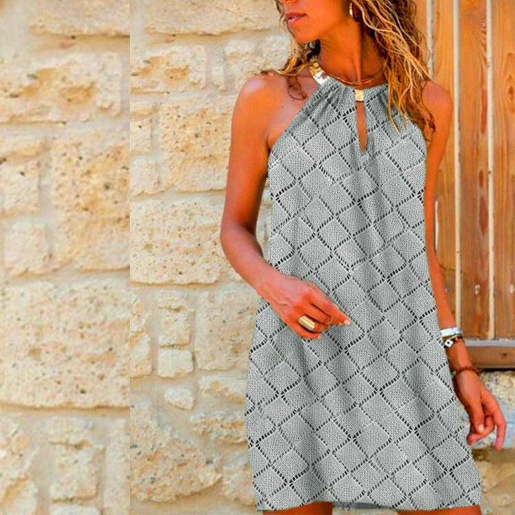 Robe d'été mi-longue à carreaux pour femmes