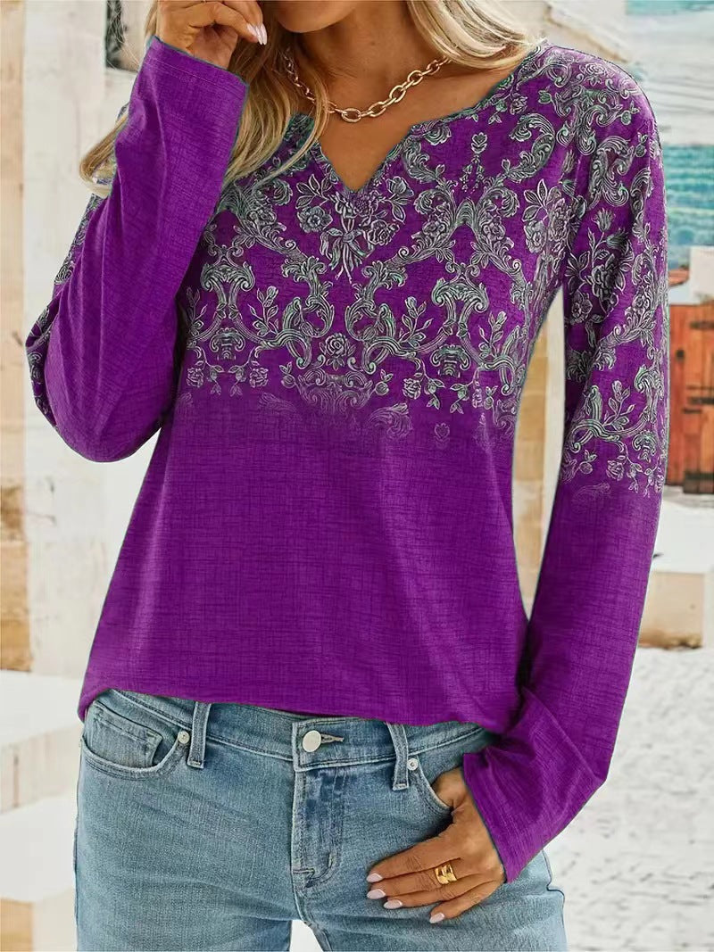 Fashion Casual Ethnic Style Long Sleeve Blouses