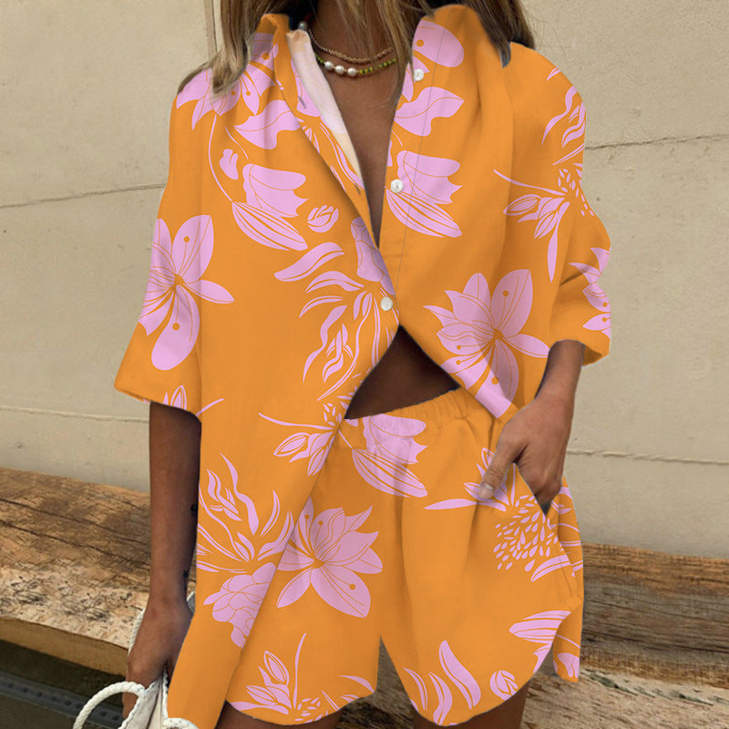Versatile Summer Two-piece Set Short-sleeved Printed Suits