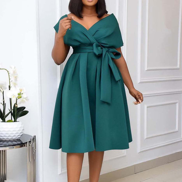 Robes formelles sexy à la mode pour femmes, col en v, taille plissée, serrées