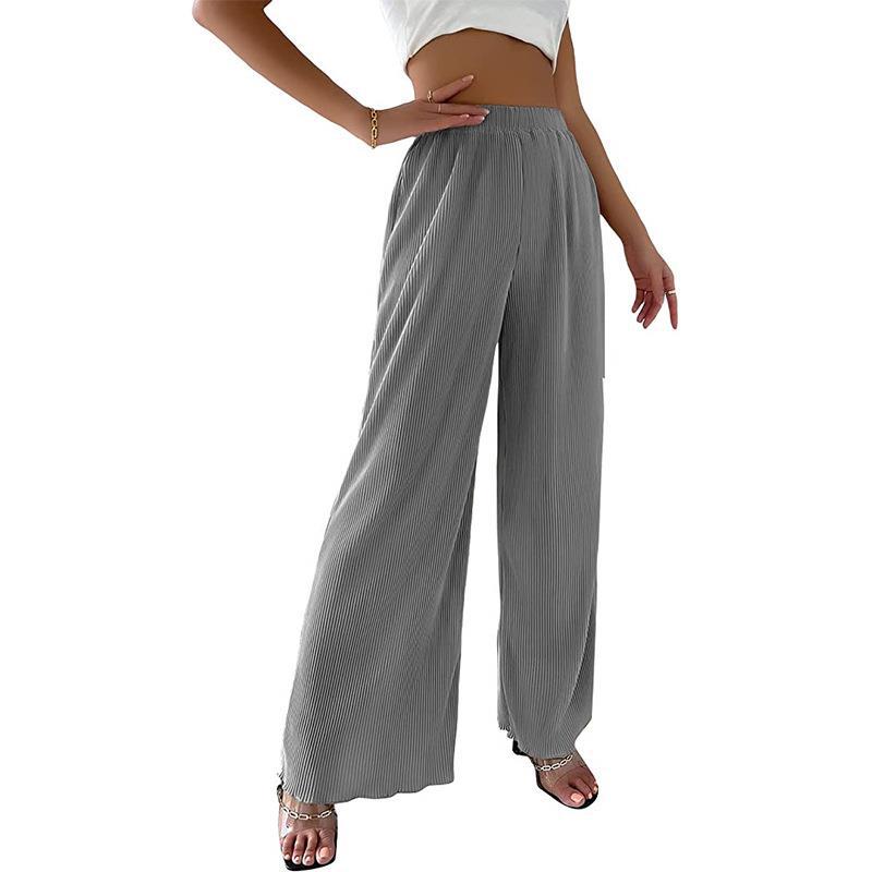 Women's Spring Loose Solid Color Pleated Pants