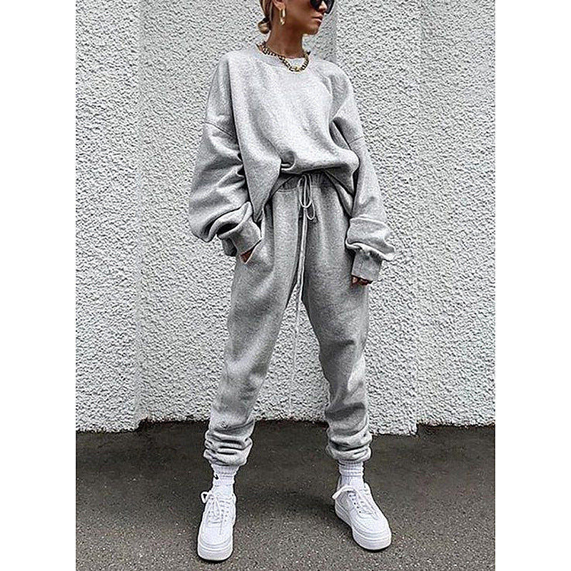 Women's Autumn Solid Color Long Sleeve Trousers Suits