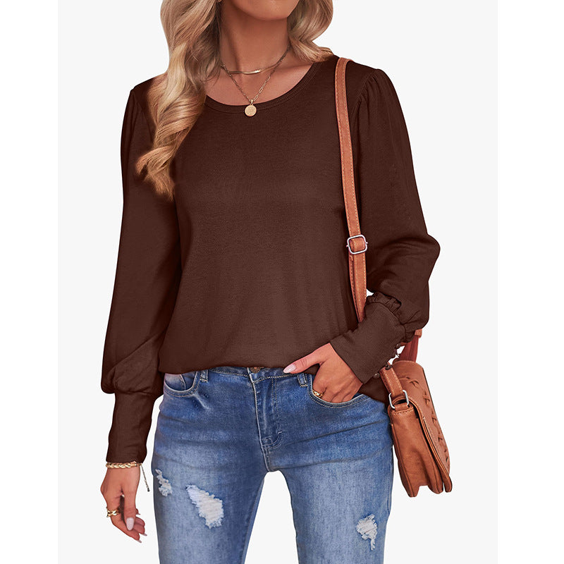 Women's Loose Puff Sleeve Button Long Blouses