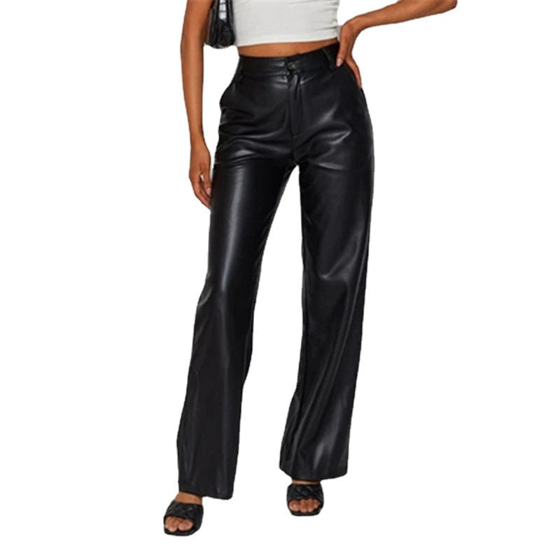 New Women's Leather Fashion High Elastic Pants