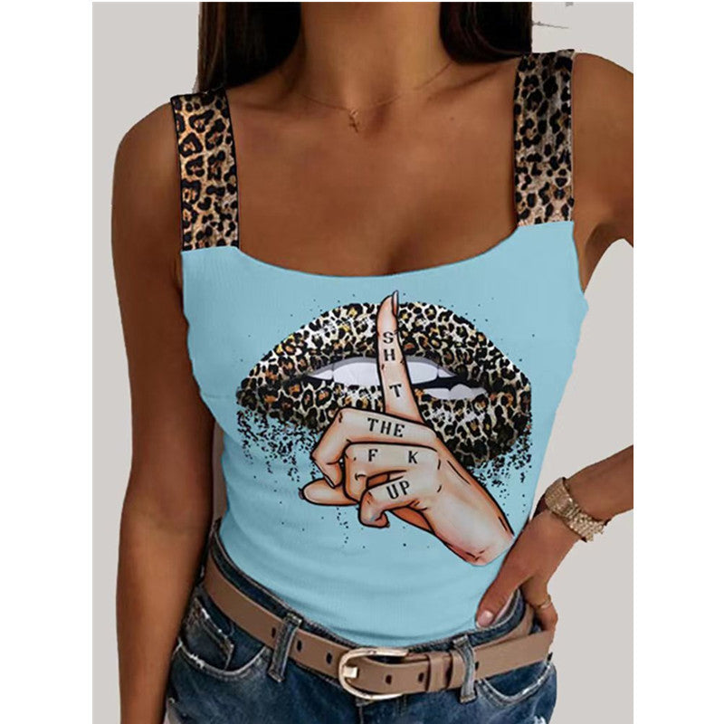 Slouchy Elegant Women's Sexy Camisole Printings Tops