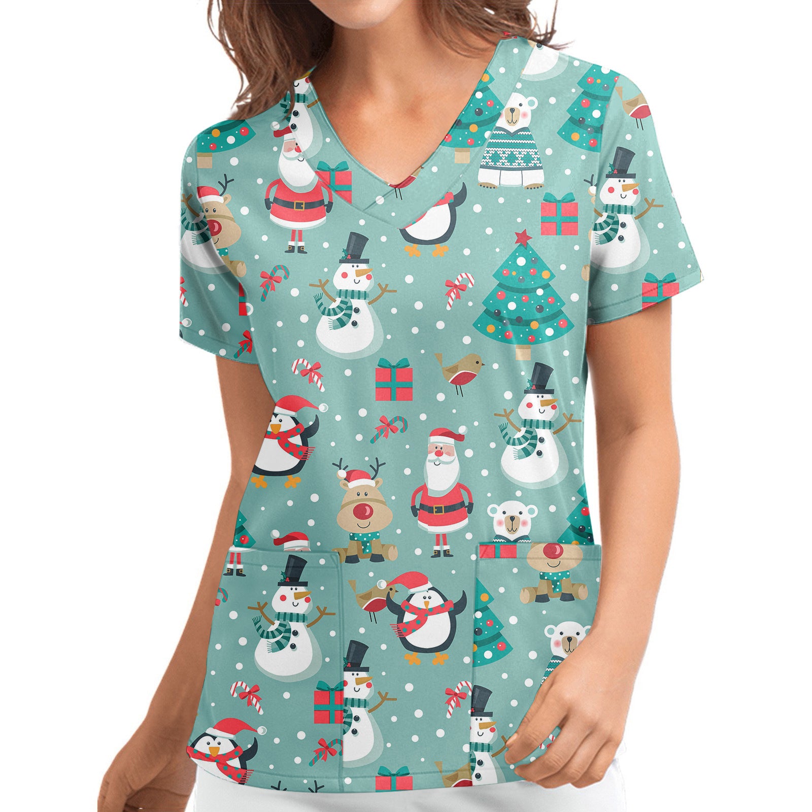 Women's Pocket Cartoon Printed Cloth For Nursing Blouses