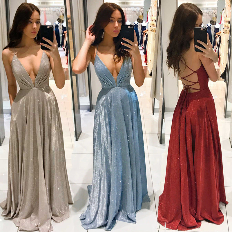 Women's Sling Backless Slim Fit Long Dress Dresses