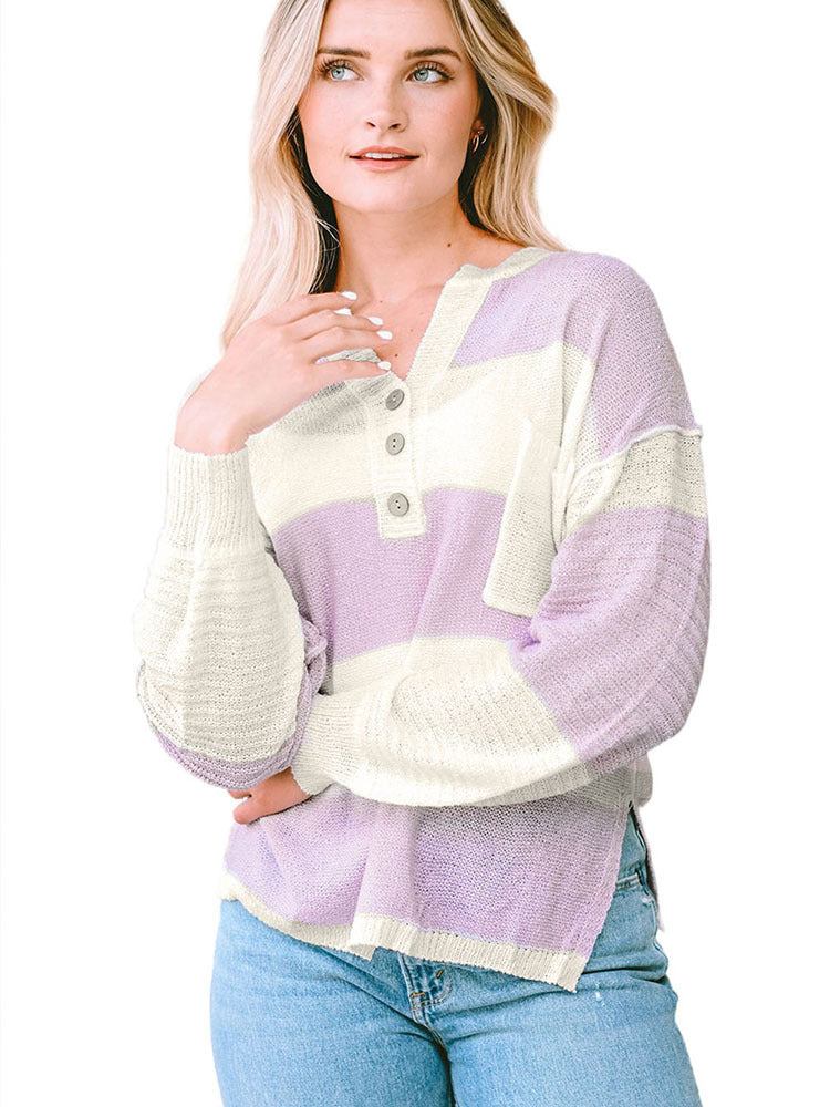 Damen-Stil-Pullover, Herbst, gestreift, bedruckt, lange Pullover